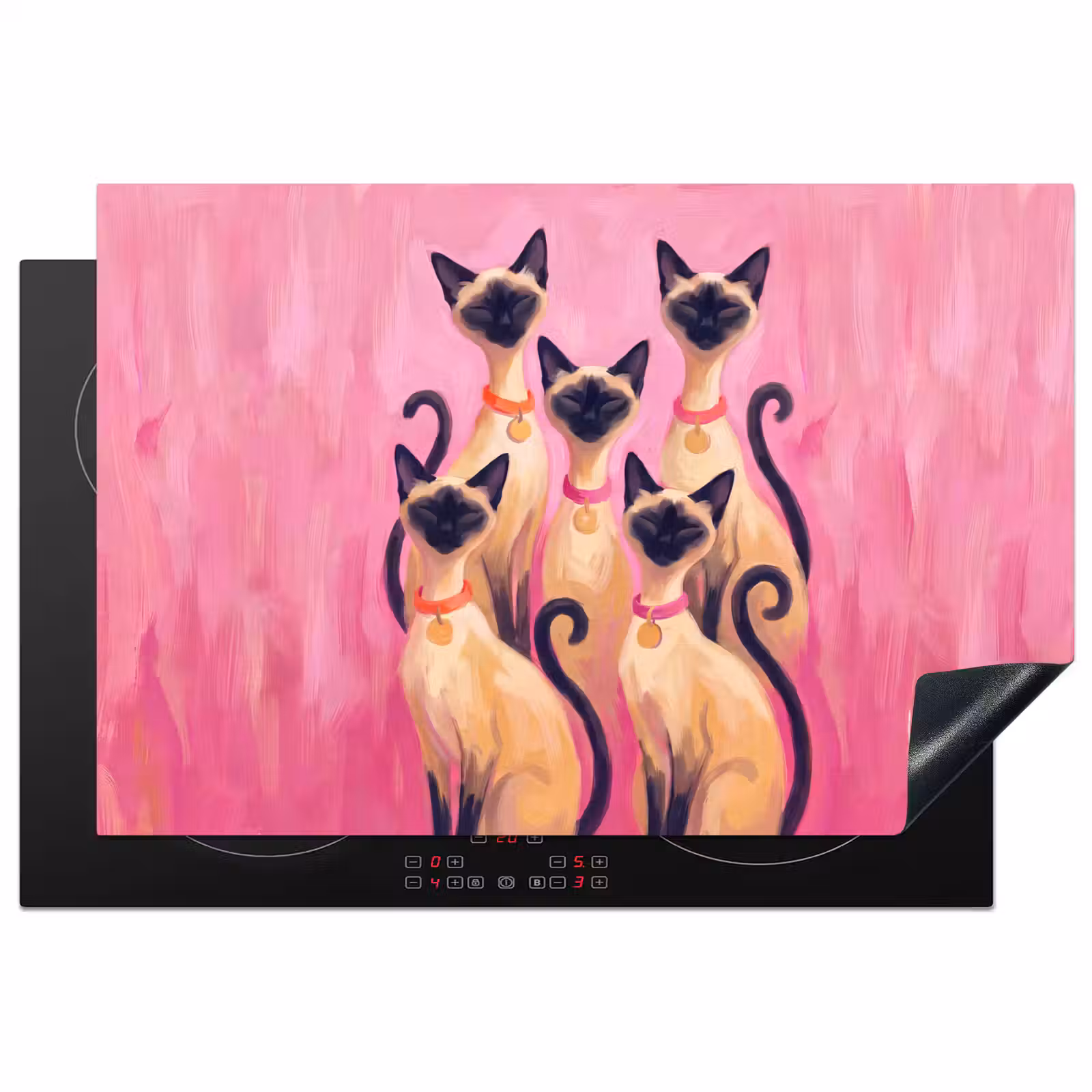 Inductie beschermer - Kat - Groep - Dieren - Modern - Roze — 1