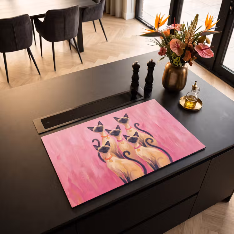 Inductie beschermer - Kat - Groep - Dieren - Modern - Roze — 3