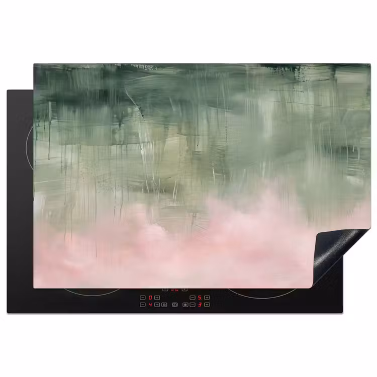 Inductie beschermer - Kunst - Abstract - Modern - Groen - Roze — 1