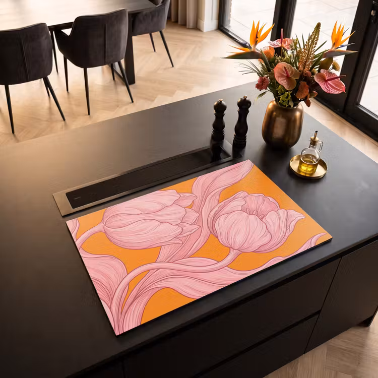 Inductie beschermer - Roze bloemen - Modern — 3