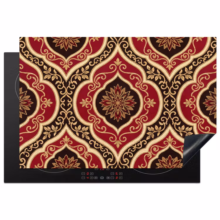 Inductie beschermer - Patroon - Ornament - Barok - Rood - Goud — 1