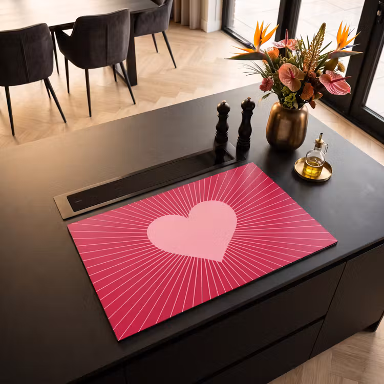 Inductie beschermer - Hart - Stralen - Liefde - Abstract - Roze — 3