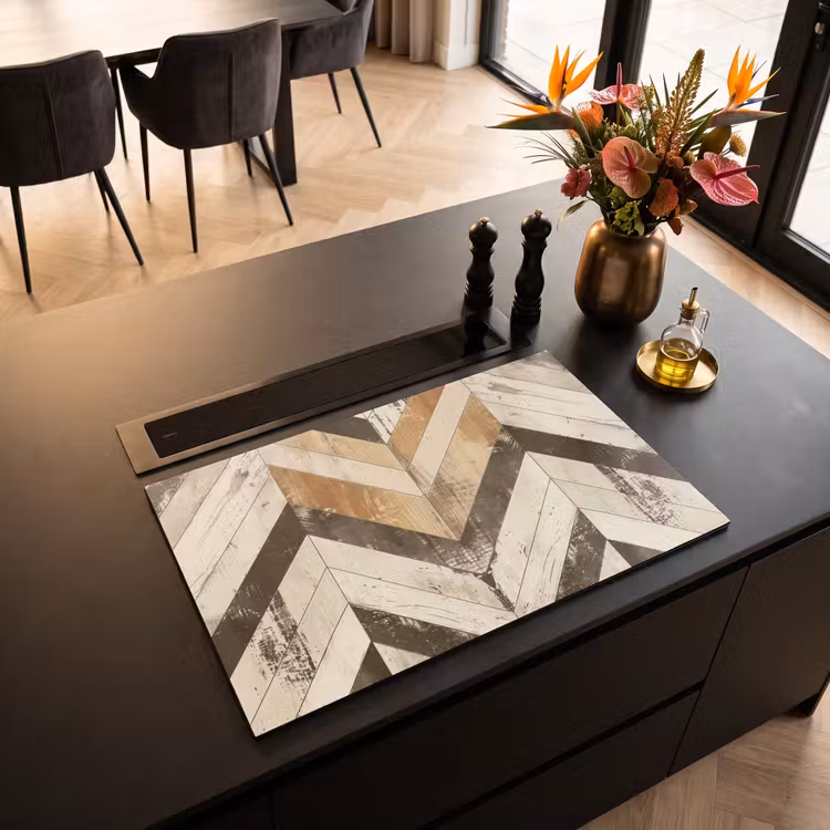 Inductie beschermer - Vintage Chevronhout — 3