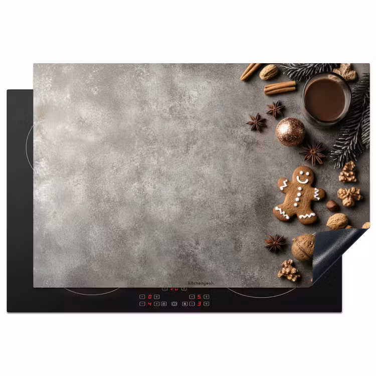 Inductie beschermer - Winter - Kerst - Beton - Gingerbread man — 2