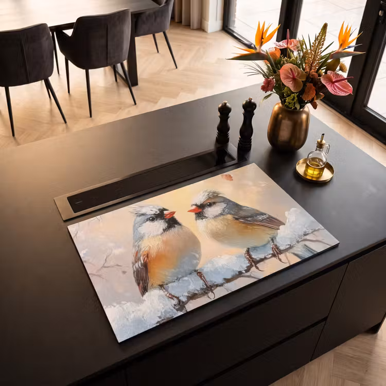 Inductie beschermer - Vogels - Tak - Winter - Sneeuw — 3