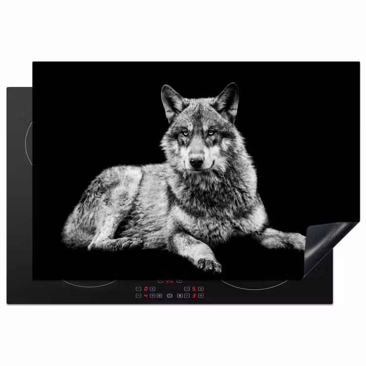 Inductie beschermer - Wilde dieren - Wolf - Zwart - Wit — 1
