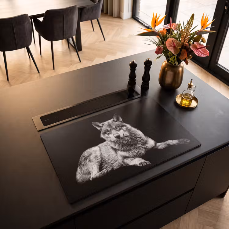 Inductie beschermer - Wilde dieren - Wolf - Zwart - Wit — 3