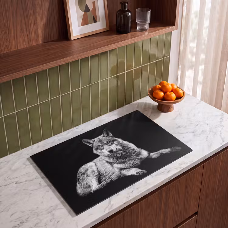 Inductie beschermer - Wilde dieren - Wolf - Zwart - Wit — 4