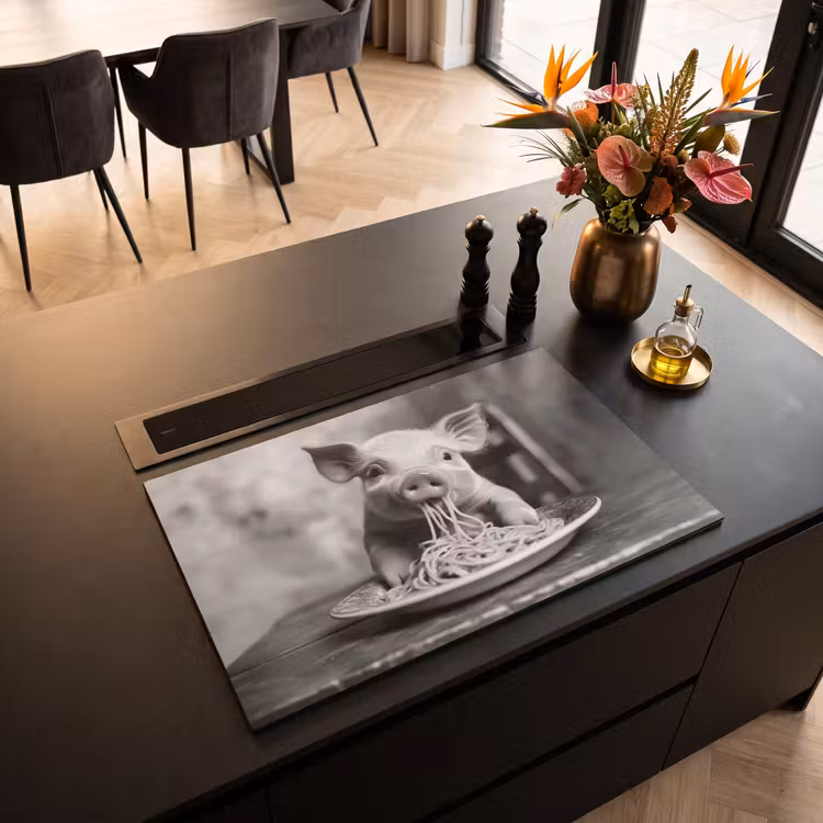 Inductie beschermer - Varken - Schattig - Spaghetti - Zwart wit - Dier — 3