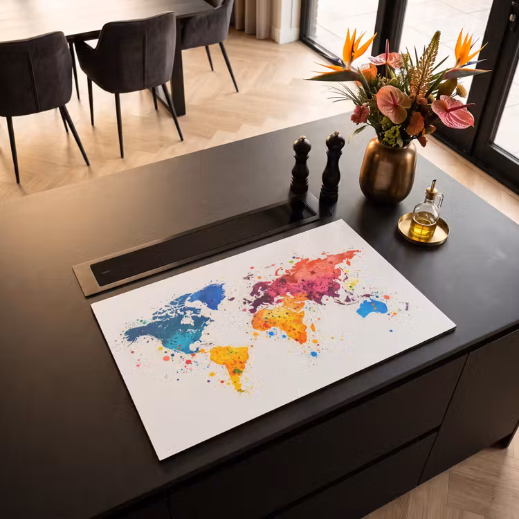 Inductie beschermer - Wereldkaart - Graffiti - Kleurrijk — 3