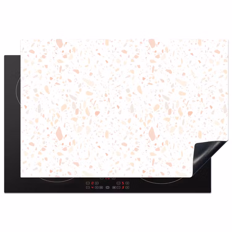 Inductie beschermer - Terrazzo - Patroon - Wit - Perzik — 1