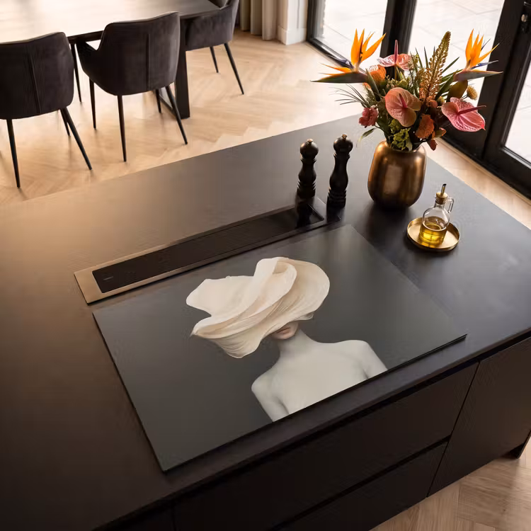 Inductie beschermer - Vrouw - Beige - hoed — 3