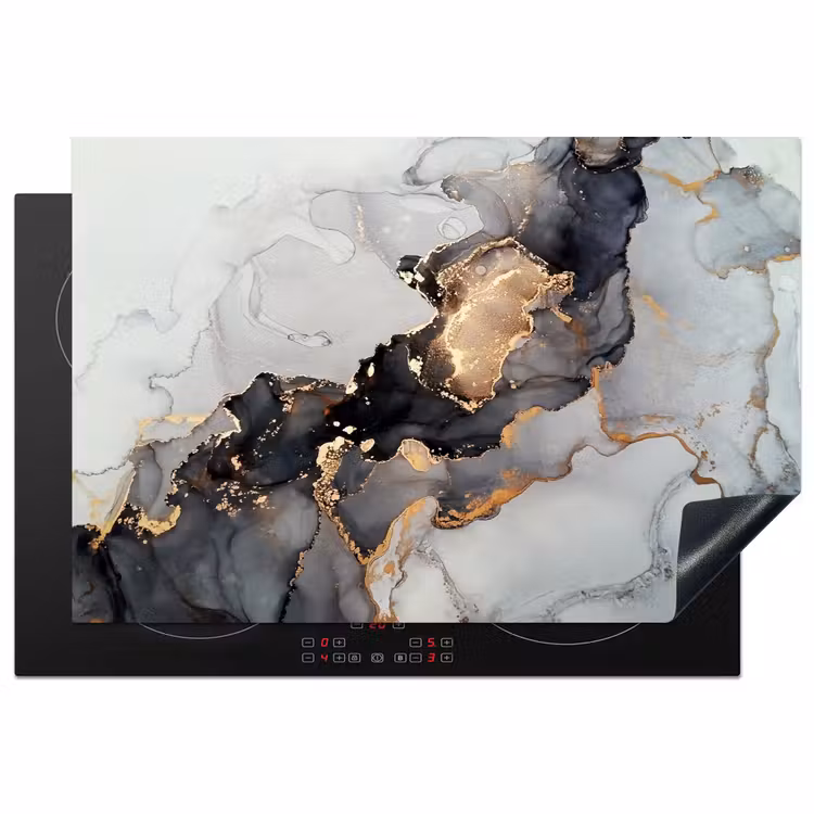 Inductie beschermer - Zwart - Marmer - Luxe - Goud — 1