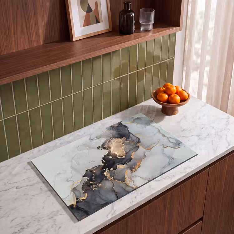 Inductie beschermer - Zwart - Marmer - Luxe - Goud — 4