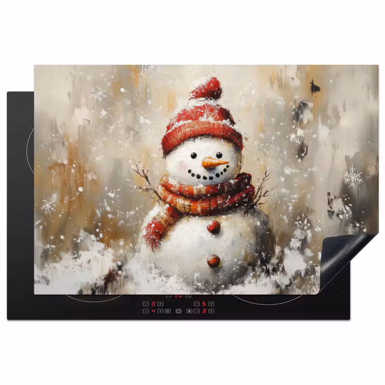 Inductie beschermer - Sneeuwpop - Winter - Sneeuw - Beige — 2