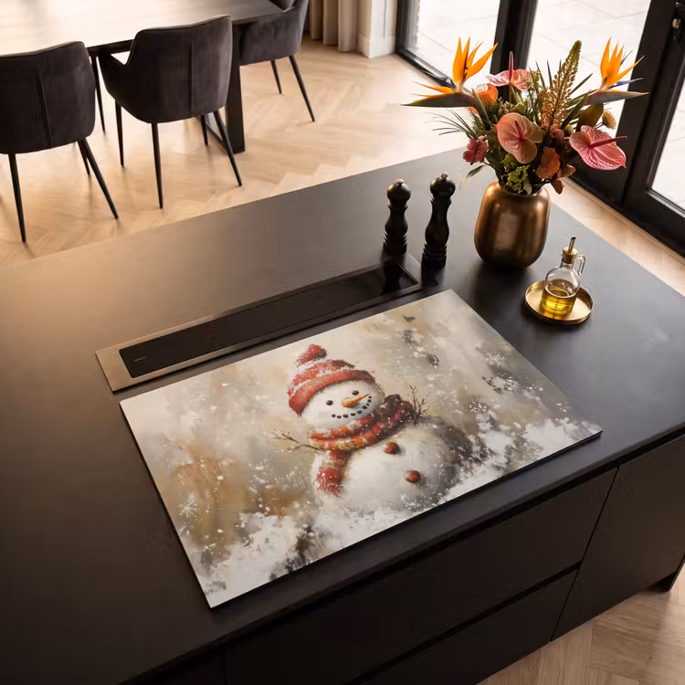 Inductie beschermer - Sneeuwpop - Winter - Sneeuw - Beige — 3