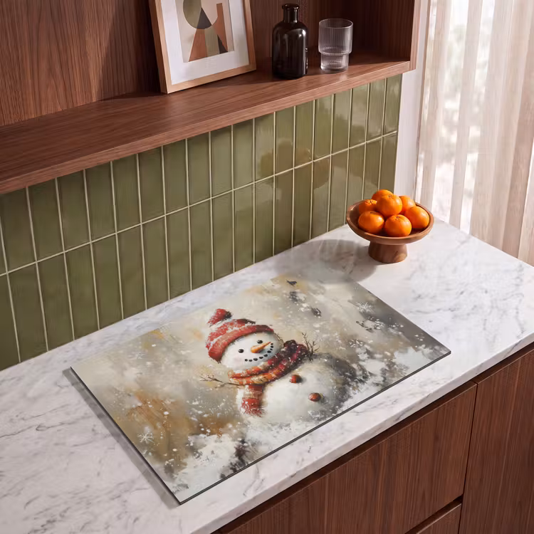 Inductie beschermer - Sneeuwpop - Winter - Sneeuw - Beige — 4