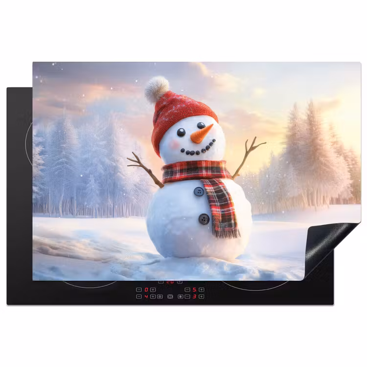 Inductie beschermer - Sneeuwpop - Zonsondergang - Wit — 2