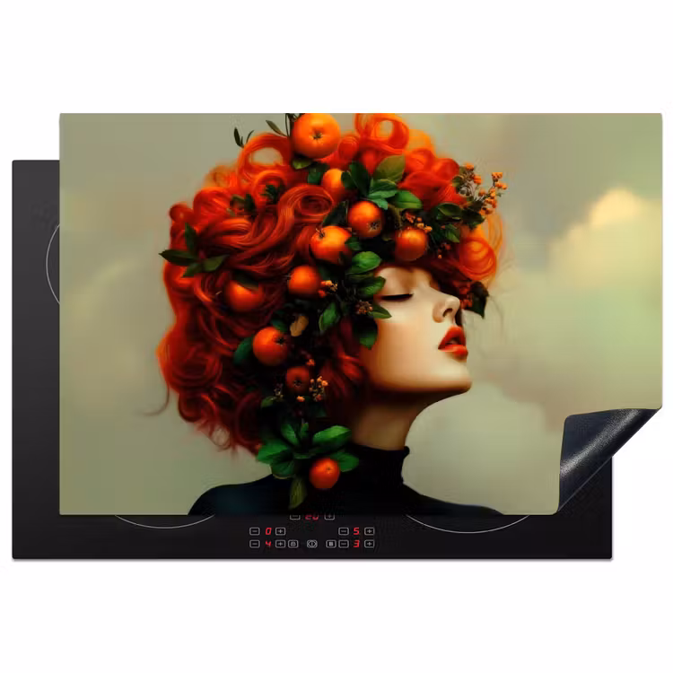 Inductie beschermer - Vrouw - Appels - Rood - Bladeren — 1