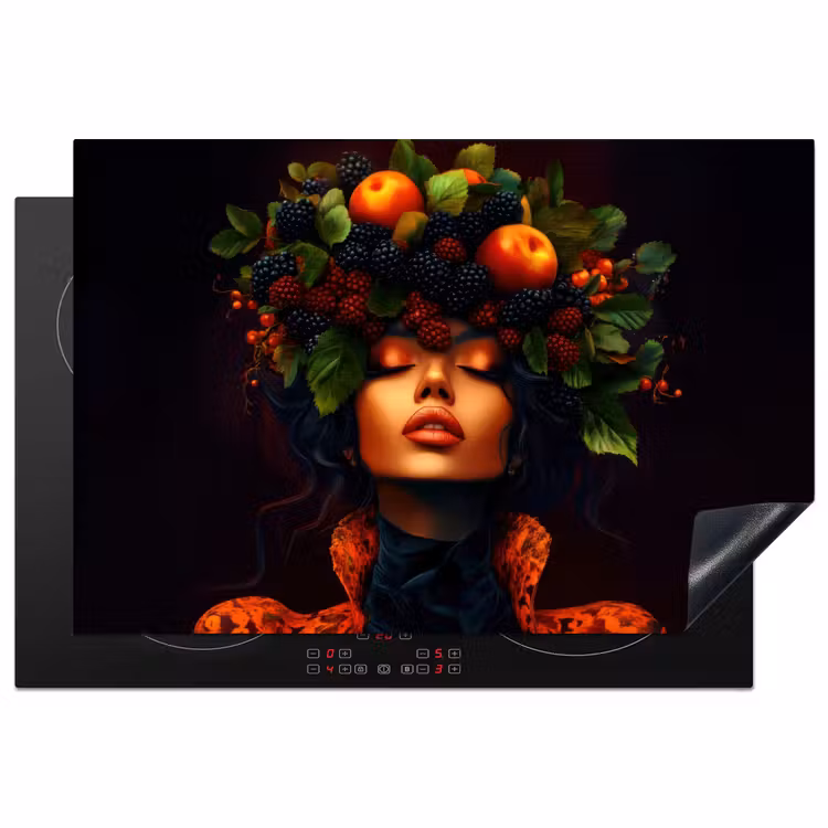 Inductie beschermer - Vrouw - Zwart - Bessen - Bramen - Appels — 1