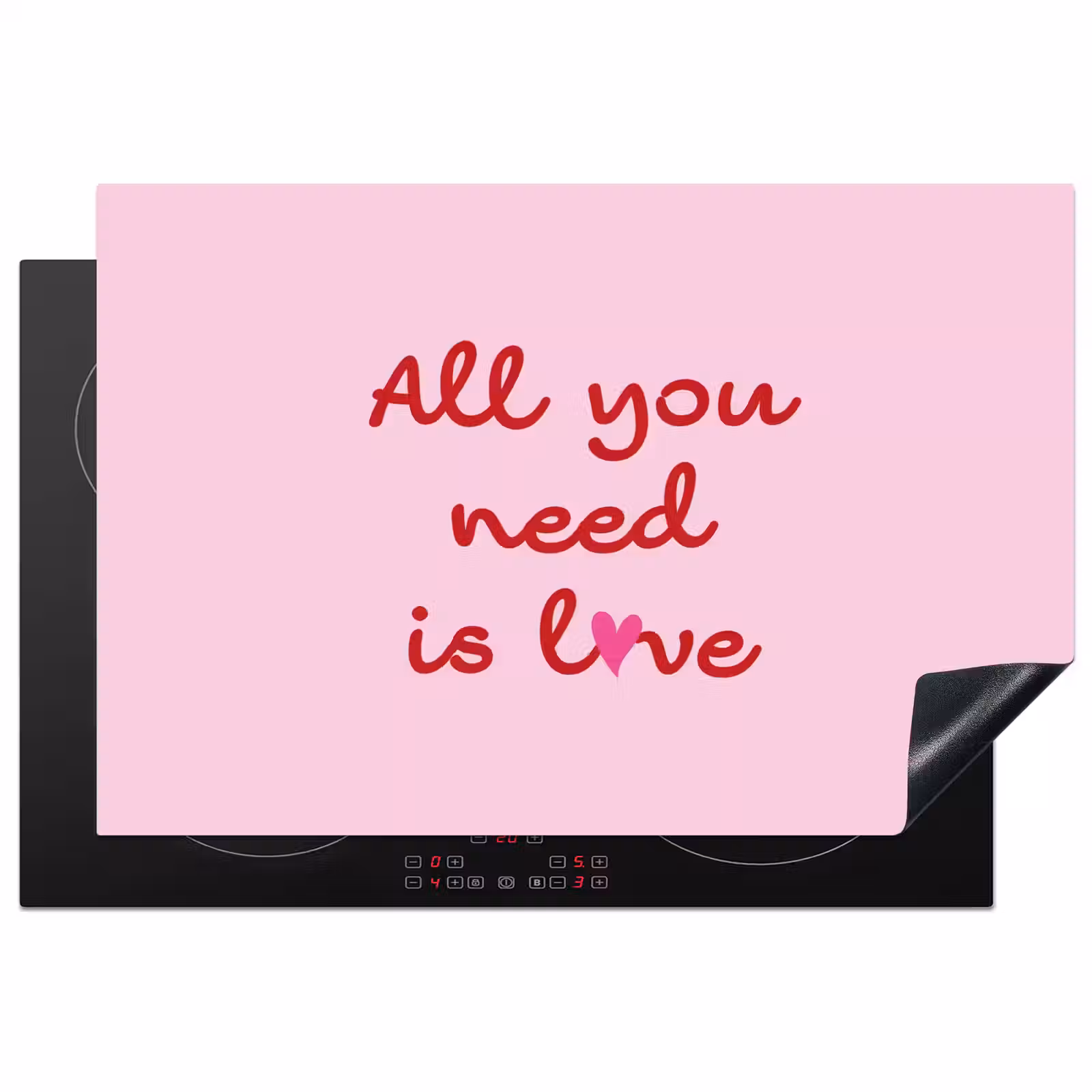 Inductie beschermer - Tekst - Roze - Love - Hart — 1