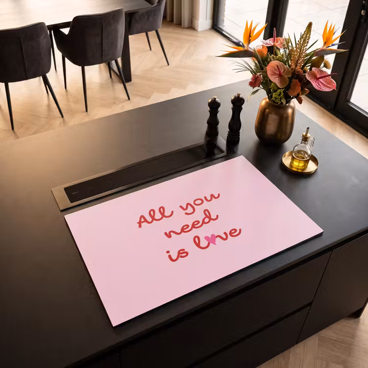 Inductie beschermer - Tekst - Roze - Love - Hart — 3