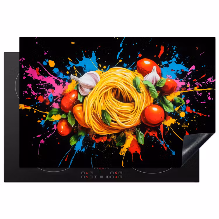 Inductie beschermer - Spaghetti - Graffiti - Verf - Kleurrijk - Eten - Modern — 1