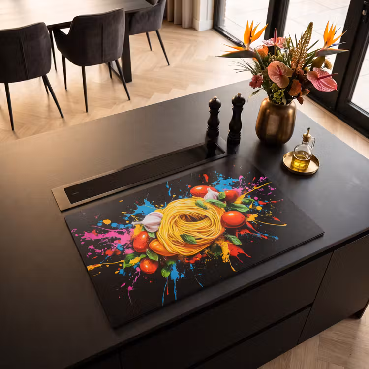 Inductie beschermer - Spaghetti - Graffiti - Verf - Kleurrijk - Eten - Modern — 3