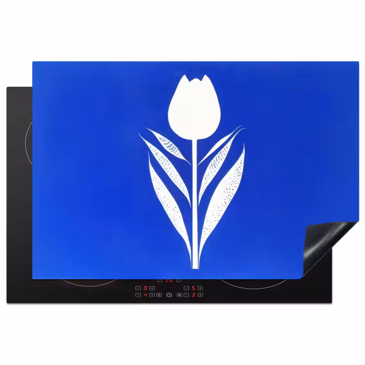Inductie beschermer - Tulp - Minimalistisch - Bladeren - Wit — 1