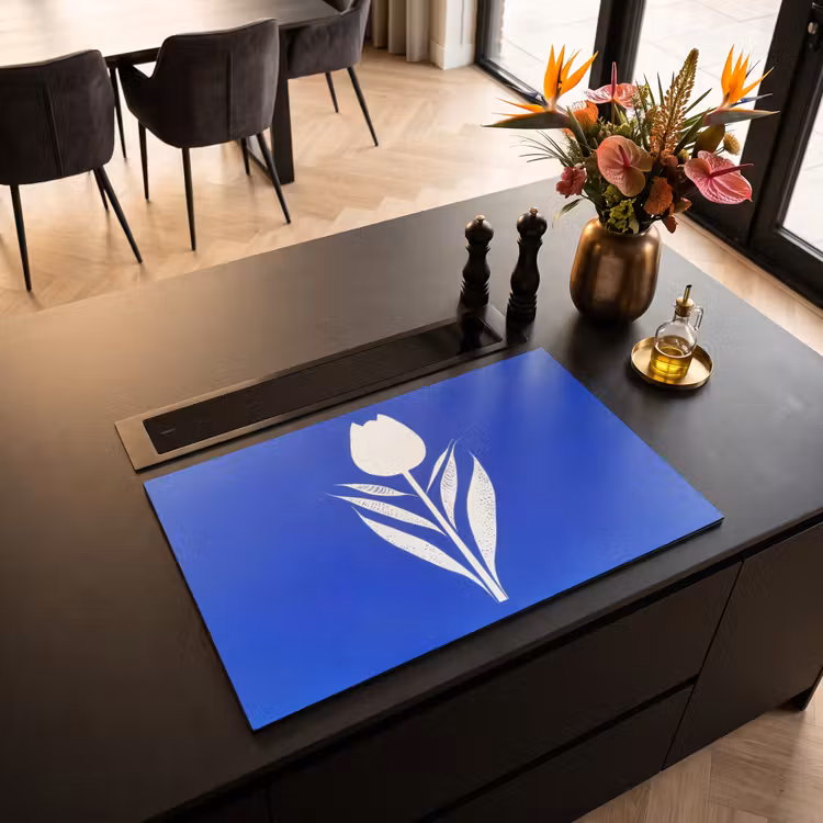 Inductie beschermer - Tulp - Minimalistisch - Bladeren - Wit — 3