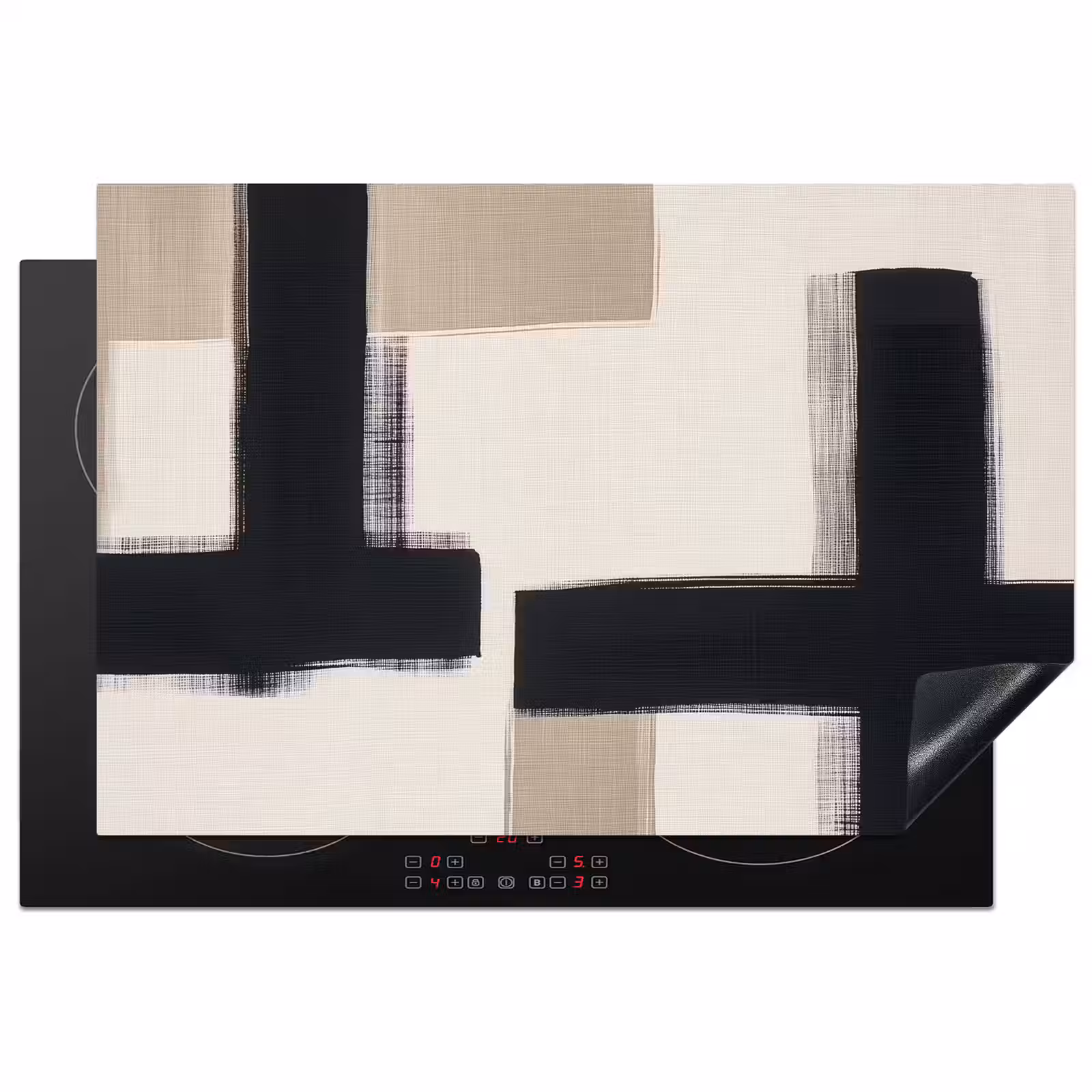 Inductie beschermer - Zwart - Abstract - Japandi — 1