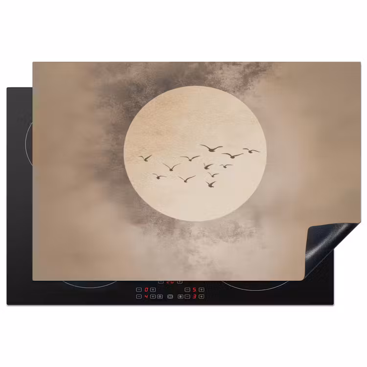 Inductie beschermer - Vogel - Beige - Japandi — 2