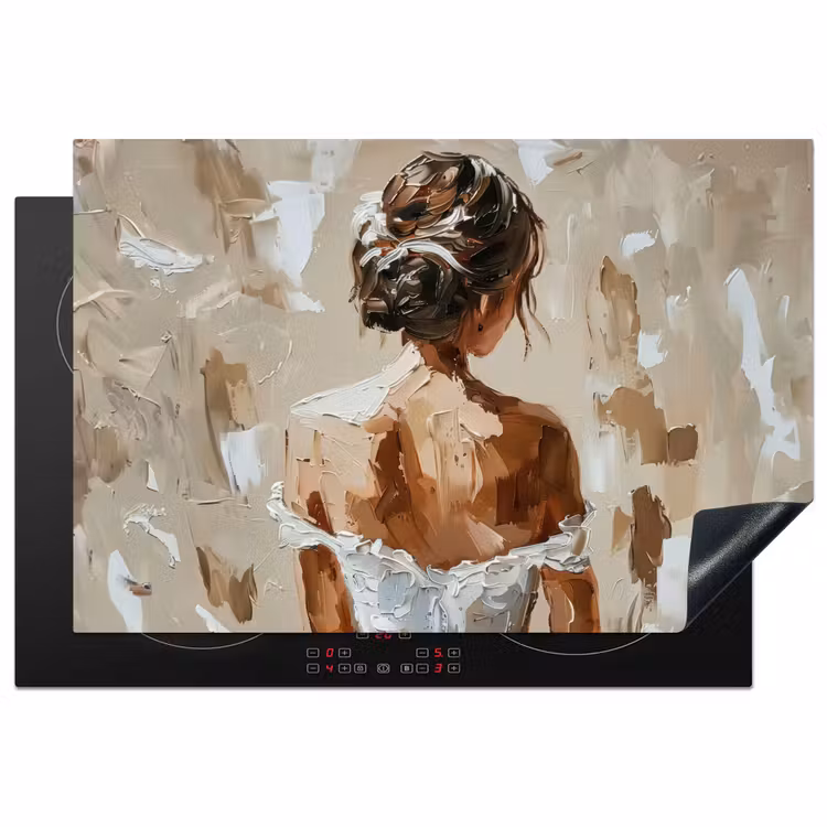 Inductie beschermer - Vrouw - Verf - Abstract - Beige - Modern — 2