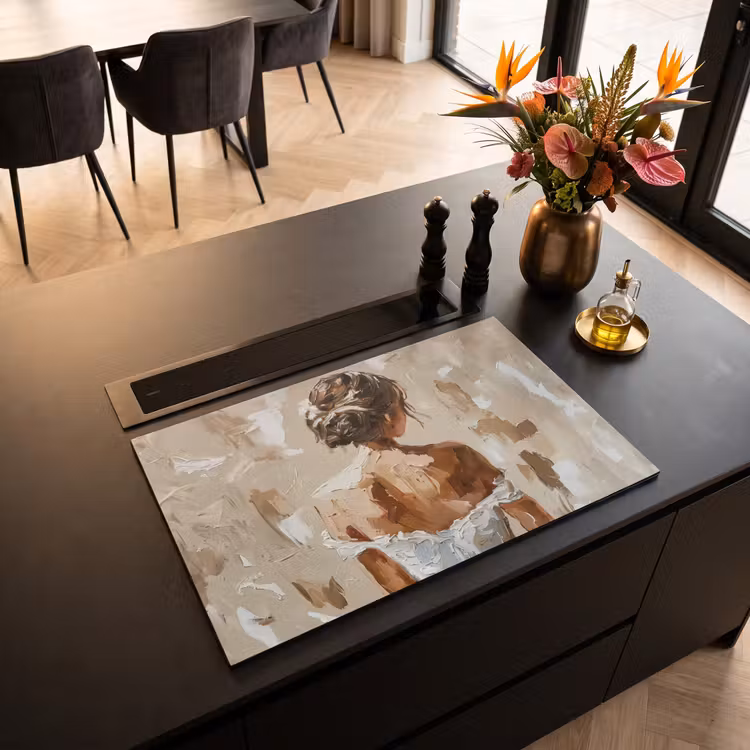Inductie beschermer - Vrouw - Verf - Abstract - Beige - Modern — 3