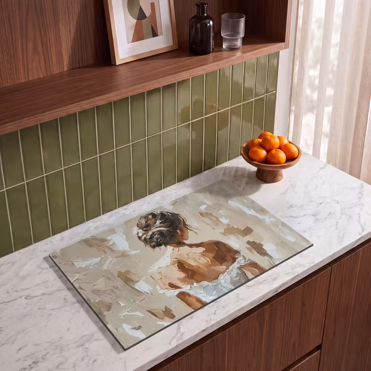 Inductie beschermer - Vrouw - Verf - Abstract - Beige - Modern — 4