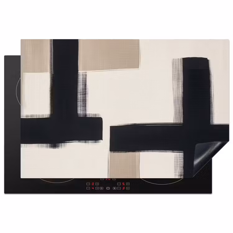 Inductie beschermer - Zwart - Abstract - Japandi — 1