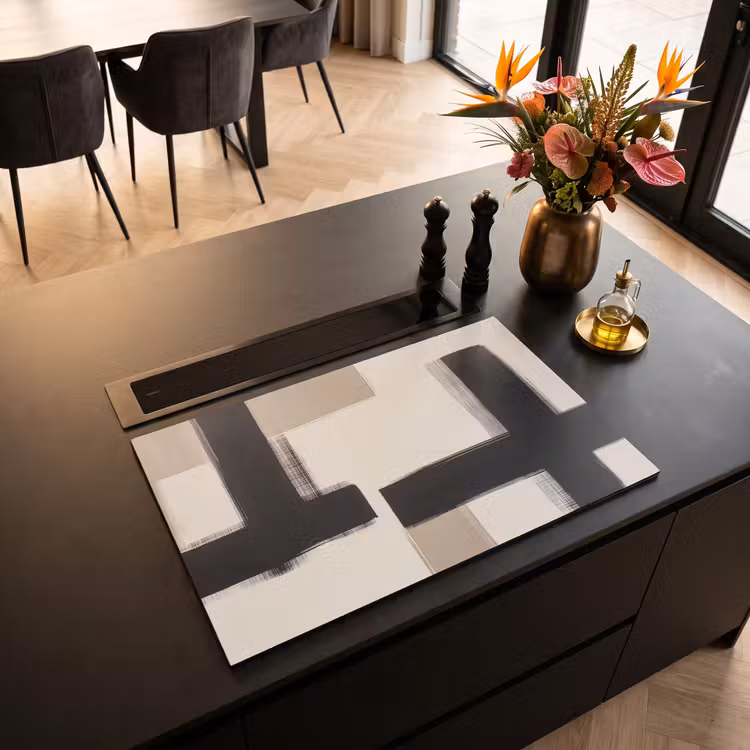 Inductie beschermer - Zwart - Abstract - Japandi — 3