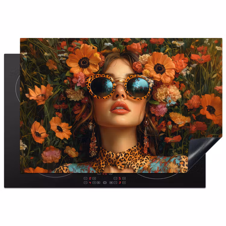 Inductie beschermer - Vrouwen - Bloemen - Modern - Bril - Abstract — 2