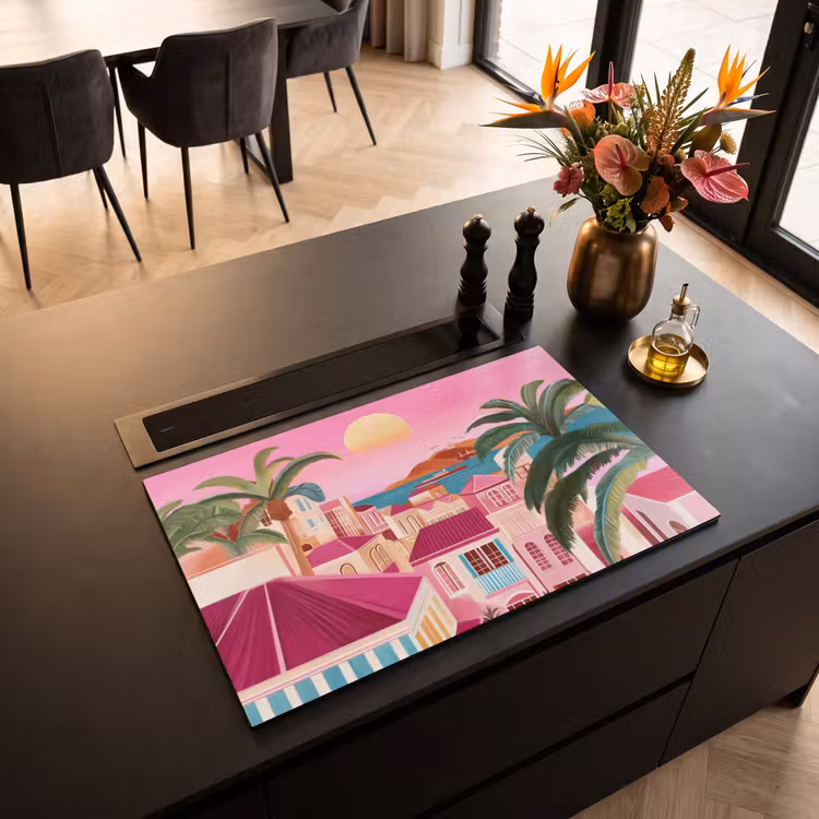 Inductie beschermer - Stad - Roze - Palmbomen — 3