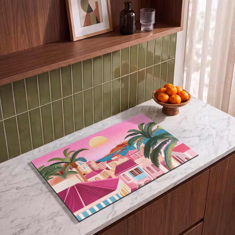 Inductie beschermer - Stad - Roze - Palmbomen — 4