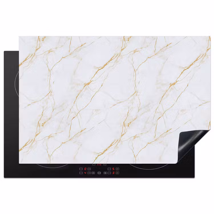 Inductie beschermer - Wit - Marmer - Goud - Luxueus — 2