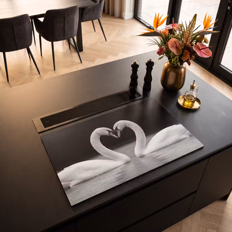 Inductie beschermer - Zwanen - Hart - Zwart - Wit — 3