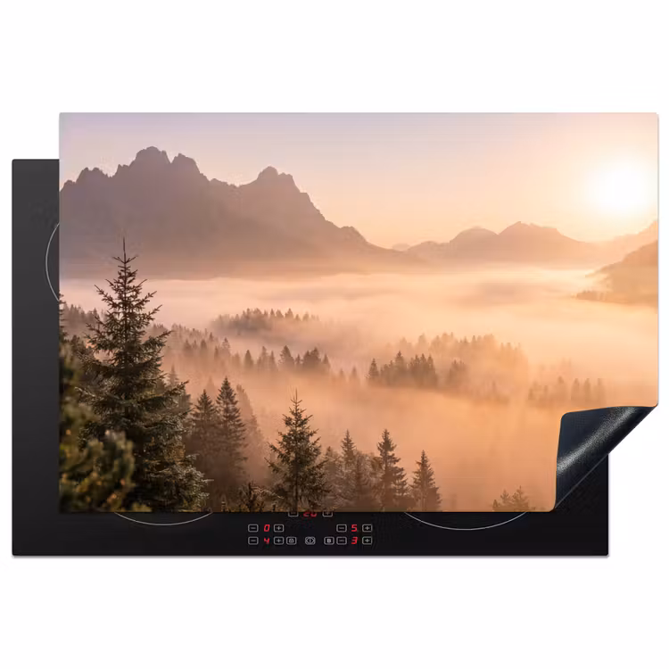 Inductie beschermer - Zonlicht - Mist - Bergen - Bomen — 1