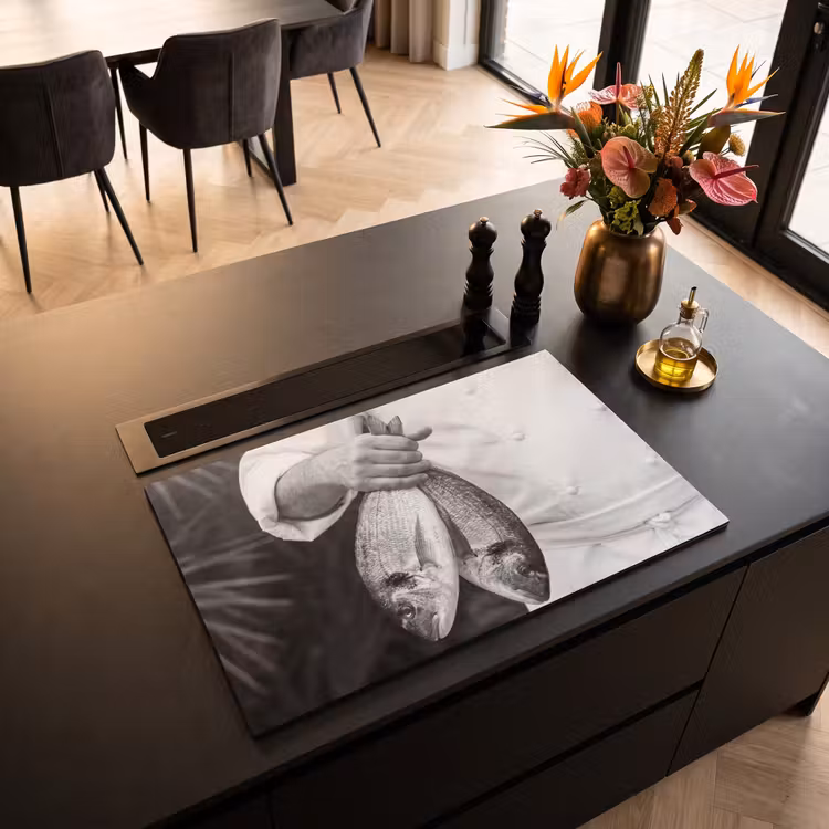 Inductie beschermer - Vissen - Chef - Zwart - Wit — 3