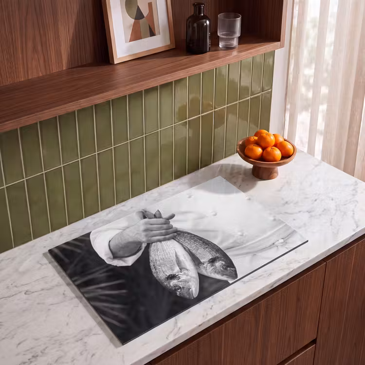 Inductie beschermer - Vissen - Chef - Zwart - Wit — 4