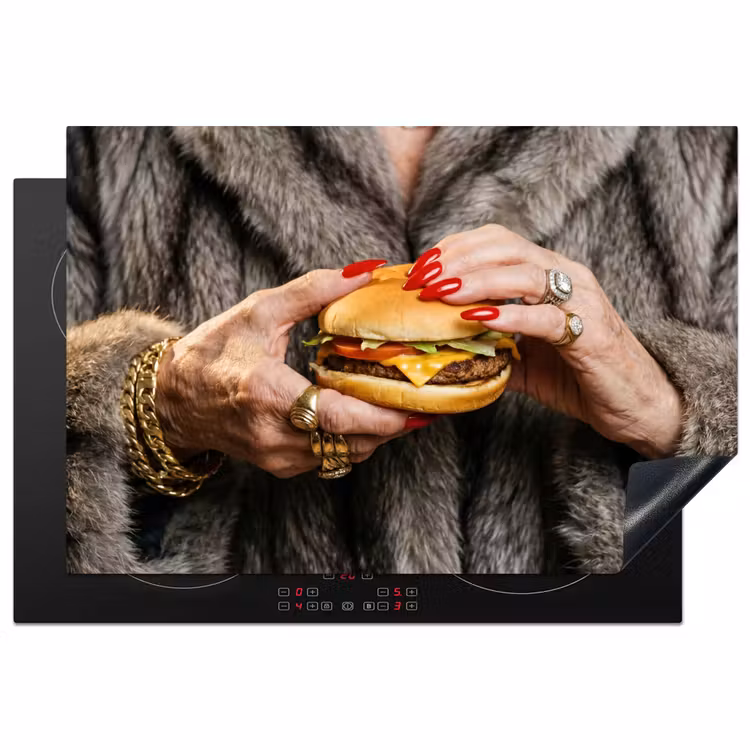 Inductie beschermer - Vrouw - Hamburger - Bontjas — 1