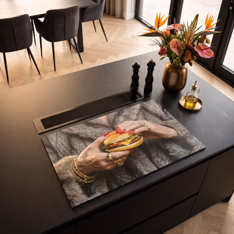 Inductie beschermer - Vrouw - Hamburger - Bontjas — 3