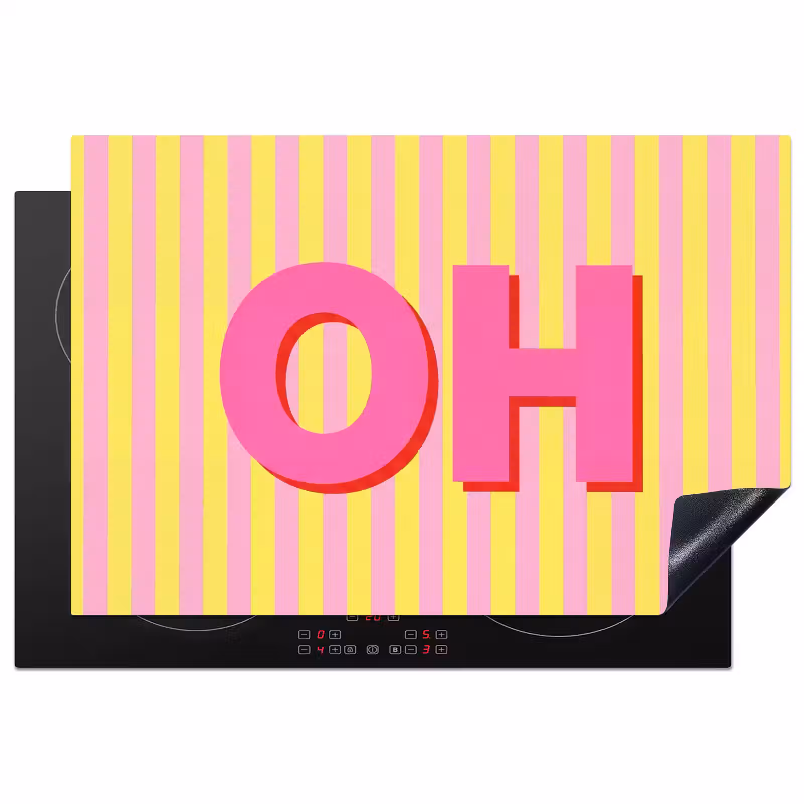 Inductie beschermer - Tekst - Strepen - Roze — 1