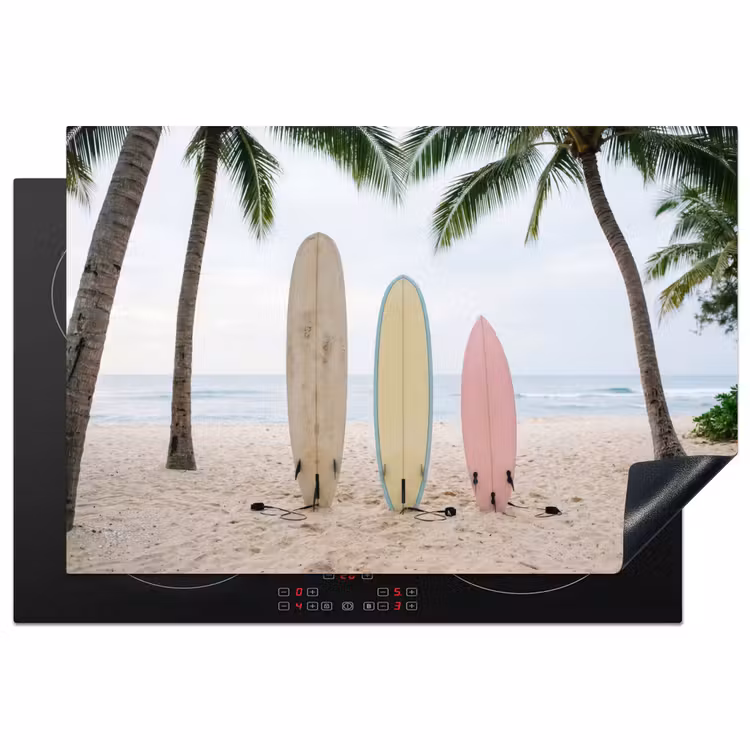 Inductie beschermer - Surfboard - Palmbomen - Kleurrijk — 2