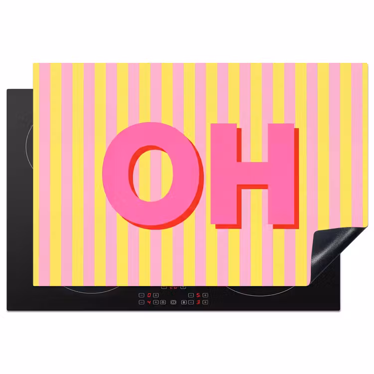 Inductie beschermer - Tekst - Strepen - Roze — 1